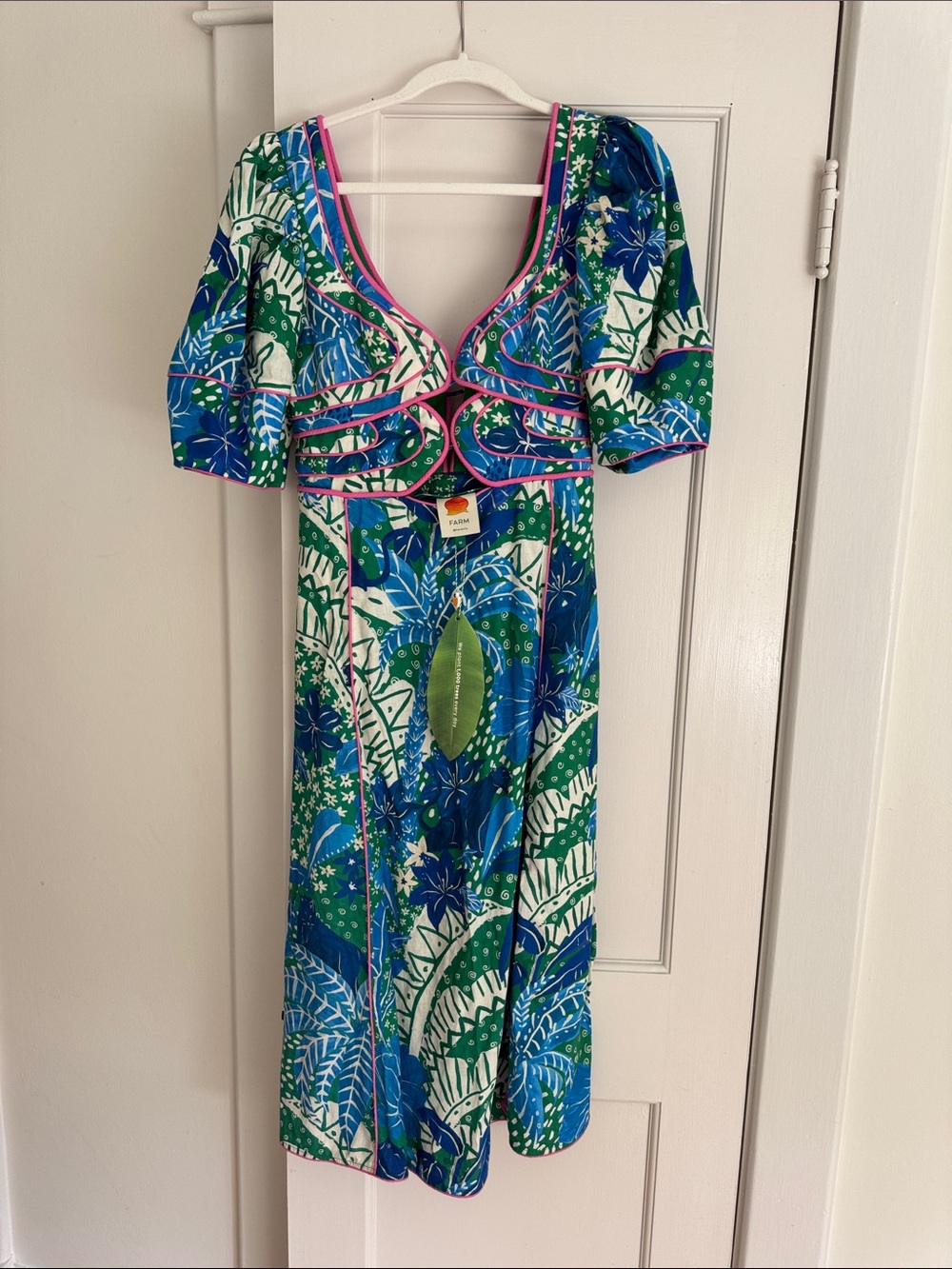 FARM Rio Jungle Panther Green & Blue Print Dress - Picture 1 of 6